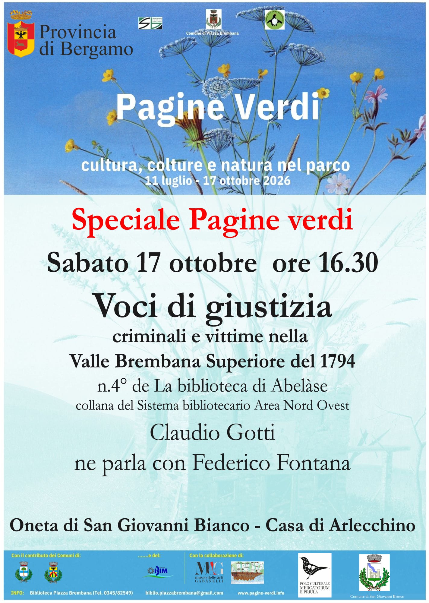 Al momento stai visualizzando Presentazione del libro “Voci di giustizia – criminali e vittime nella Valle Brembana superiore del 1794”